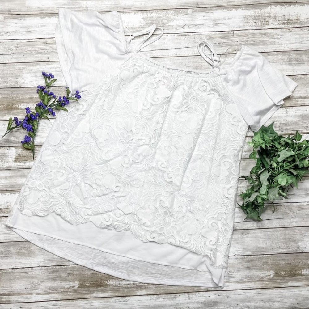 No Boundaries Lace Front Off the Shoulder Top